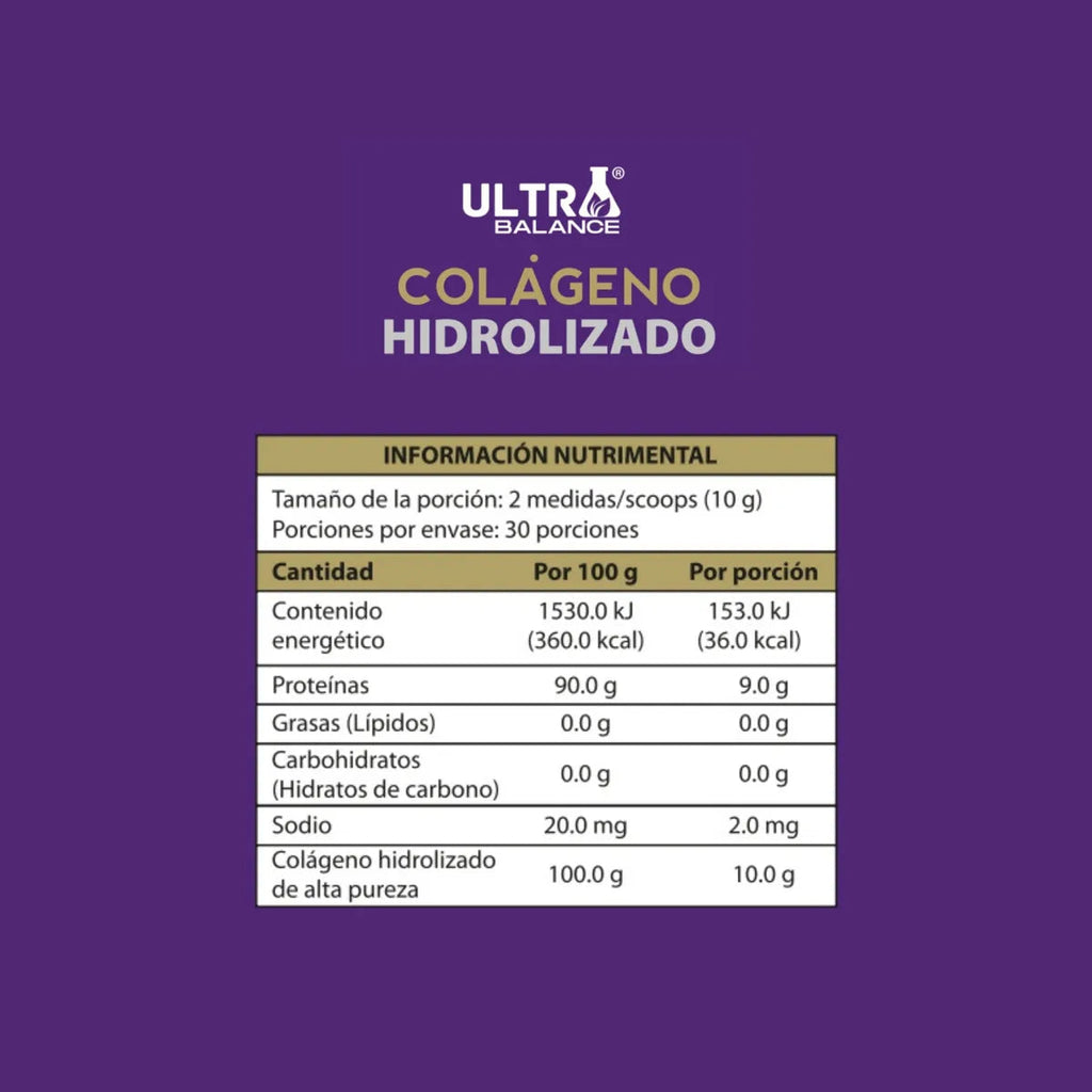 Tabla nutrimental Colágeno Hidrolizado Ultra Balance